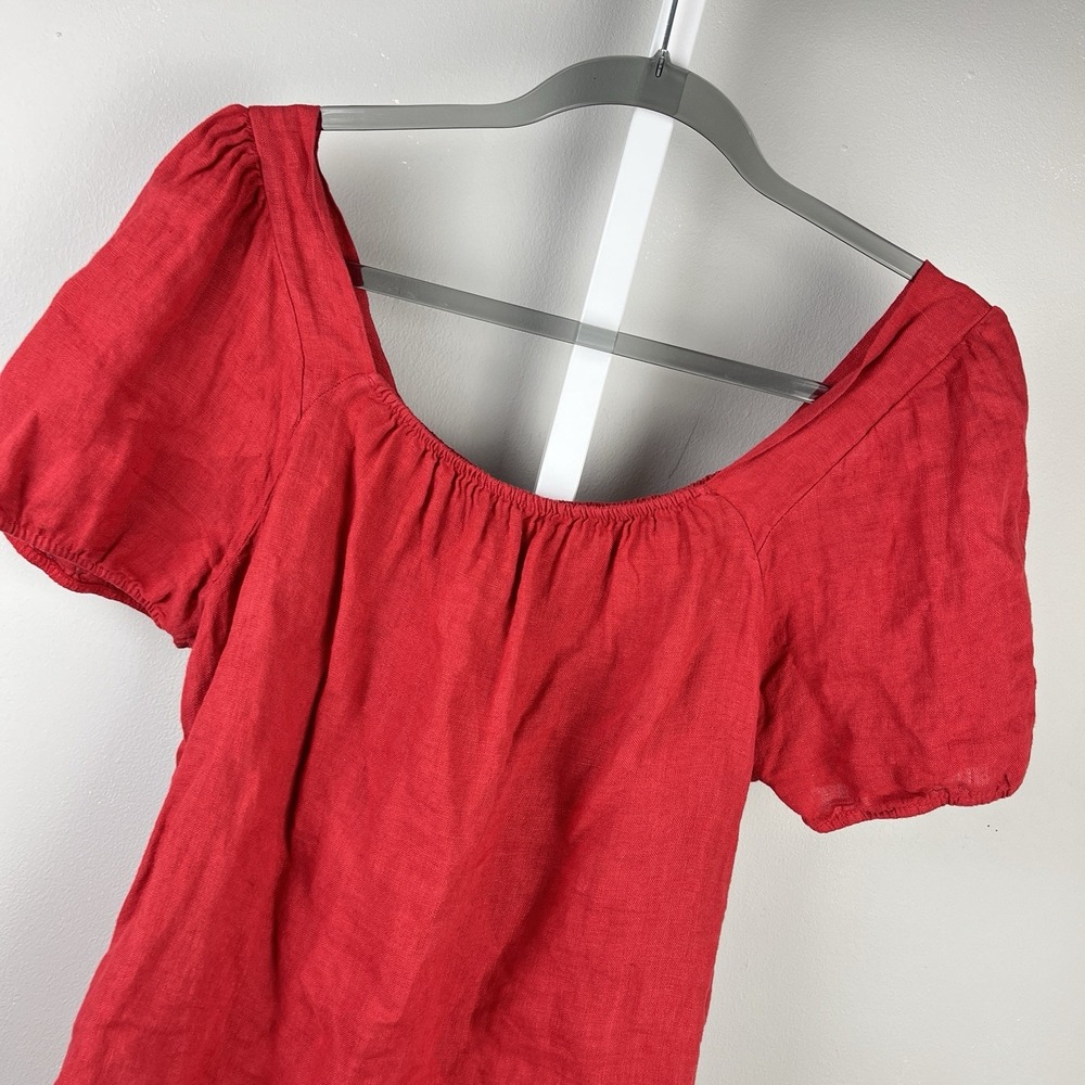 Bella Umbra Italy Linen Top Womens L Red Boho Coastal Resort Lagenlook